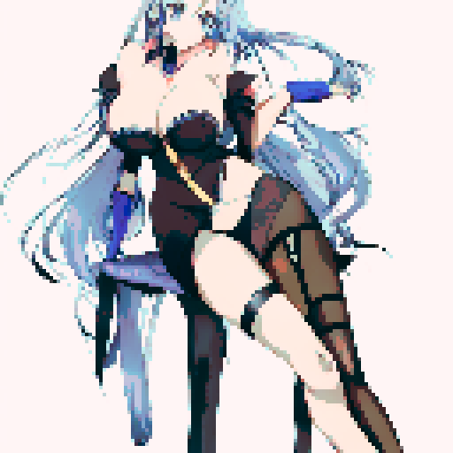 Double ponytail swimsuit, voluminous breasts and curvaceous buttocks, set in an anime style.