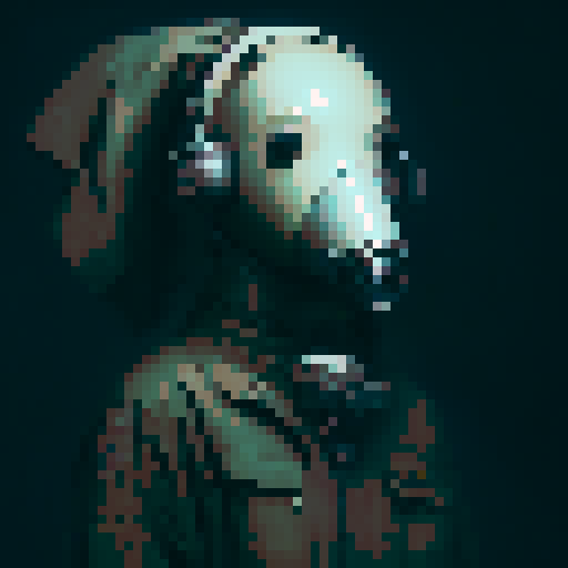 1950s detective wearing suspender and gas-mask 