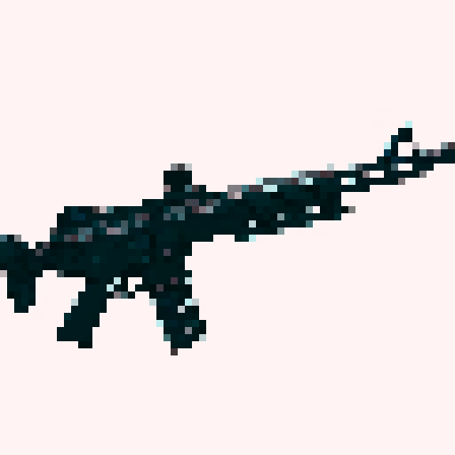 M4A1 Rifle icon, white background, black icon, pixel art