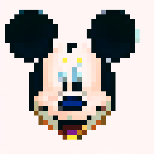 mickey mouse, smoking joint, purple sunglasses, black lenses, game icon, 32x32 pixel art, sRGB, skill art, close up, portrait