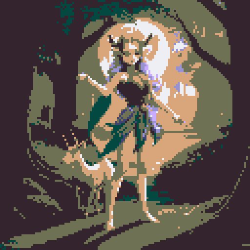 mystic druid wild faun-unicorn mythological woman, animal-human hybrid, playful demeanor, forest guardian, full body, bathed in moonlight