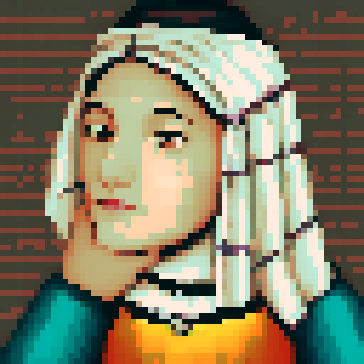 portrait of a medieval woman leaning her head on her arm.