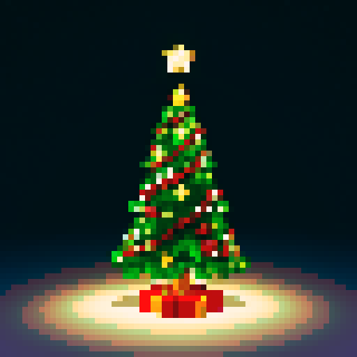 christmas tree with star at top candlelight