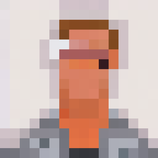 Steampunk monster engineer with brass goggles and a metal wrench, surrounded by cogs and gears, in a 16x16 pixel art close up portrait reminiscent of a game icon