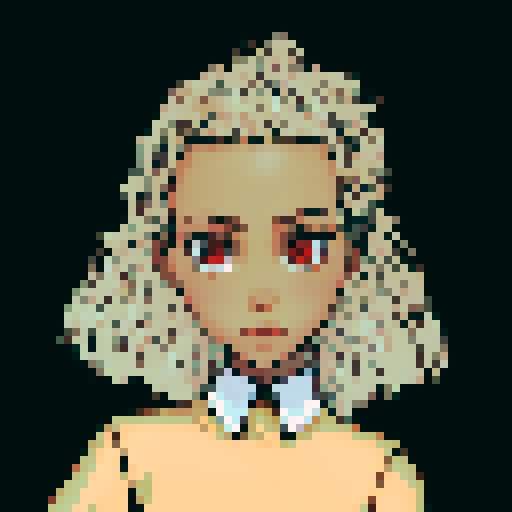 teenage black girl with light brown hair and red eyes