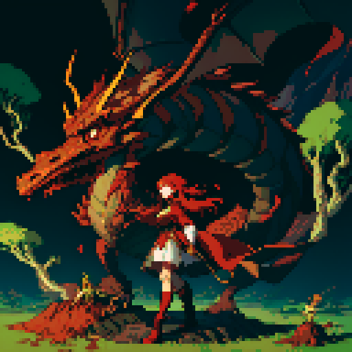 red dragon, pile of gold coins, full-body image of dragon