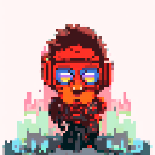 side-scrolling, pixelated, post-apocalyptic sci-fi soldier with a mechanical arm, cybernetic enhancements, and futuristic weaponry, wearing battle-worn armor, navigating a dystopian cityscape with towering skyscrapers, crumbling ruins, and a toxic wasteland, illuminated by neon lights, amidst smoke-filled streets