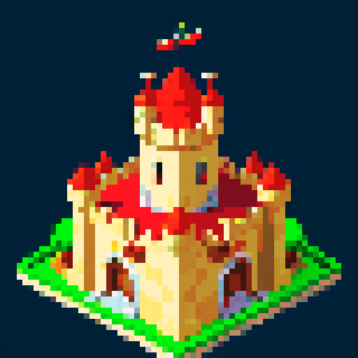 8 bit castle tower, cute, cozy logo
