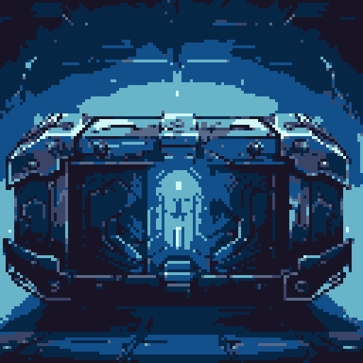 mystery box, stone, metall, shiny, pixel art, sRGB, vibrant colors, glowing lights, intricate patterns
