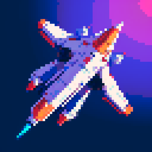 a pure 2d sprite for a space game. a top down view of a triangular spaceship all by itself ,style of the 80s. The spaceship should not have any shadows.