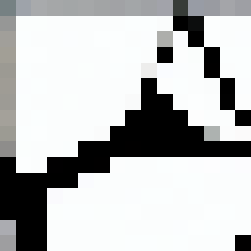 A martini glass tipped over spilling liquid drops rendered in a 16 x 16 pixel portrait