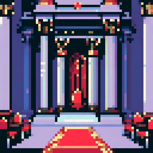 royal chamber, kingdom. throne, columns