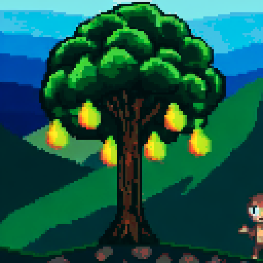 a seed growing into a tree, pixel art