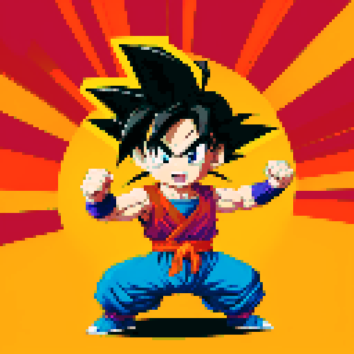 Create Goku from Dragonball Z in the style of TMNT Shredders Revenge. In an idle fighting stance.
