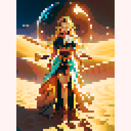 hourglass, sand flowing, golden frame, pixelated, retro colors, vibrant, intricate details, transparent glass, shiny sand particles, antique design