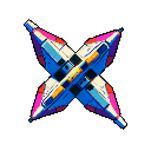 a  pure 2d sprite for a space game. a top down view of a triangular spaceship all by itself  ,style of the 80s. The spaceship should not have any shadows.