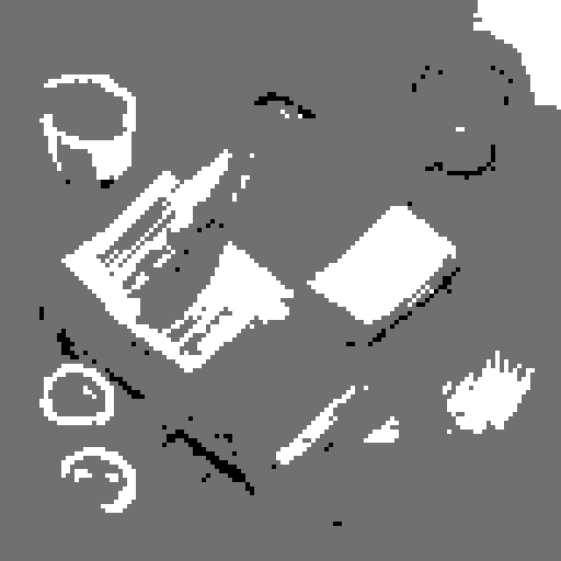 old, tattered book; rough, pixelated wooden counter; first person; bar counter; landscape portrait