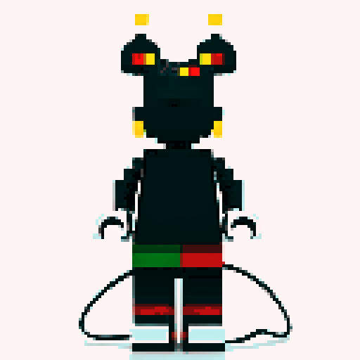 micky mouse, pixelated, LEGO, vibrant colors, blocky, square pixels, retro style, playful, sRGB