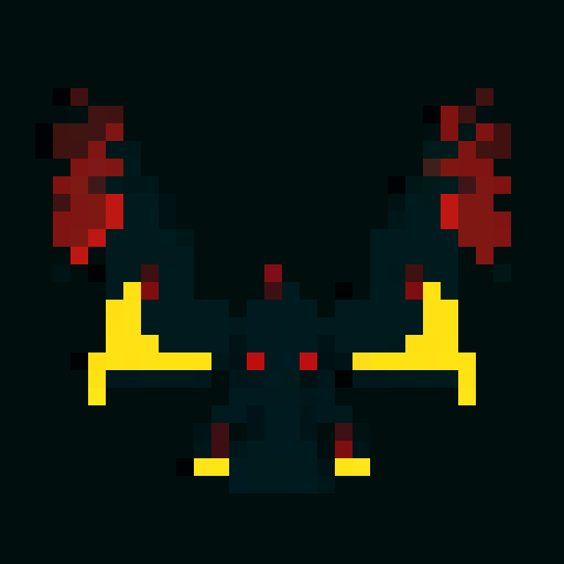 A terrifying demon cloaked in darkness, with smoky tendrils, massive wings, and glowing red eyes. It exudes an aura of fear and dread, blending into the shadows. No background.
