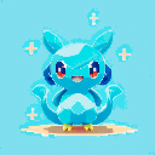 Pokemon style water type starter, no background
