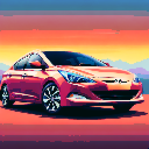 Photorealistic, centered Hyundai Solaris in a three quarter view, right wheel in front, clean background, pixel art style with sRGB colors
