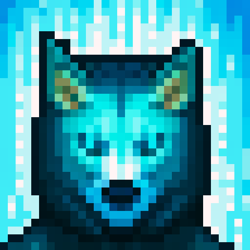 Wolf avatar, portrait, glowing eyes