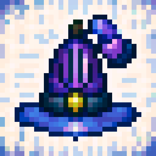 galaxy hat, skill art, close up, portrait, game icon, 32x32 pixel art, sRGB