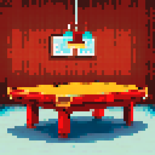A pixelated 8-ball on a pool table.