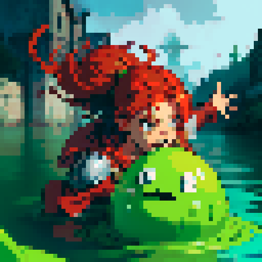 hero sinking into slime, hero drowning in slime, hero has red hair, hero has silver armor, reaching up, panic, sinking deep into slime