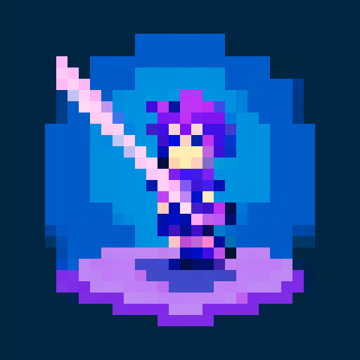 glowing, enchanted, blue and purple sword, pixel art, sRGB