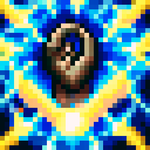 swimming fast, water splashing, game icon, 32x32 pixel art, sRGB, skill art, close up, portrait, agile swimmer, dynamic strokes, vibrant blue water, splashing droplets, intense concentration, determined expression