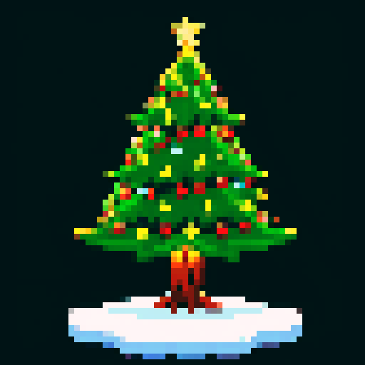 christmas tree with star at top candlelight