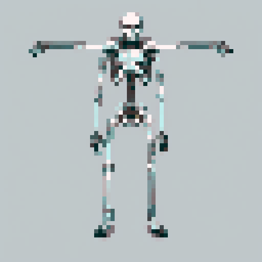 A standing alien skeleton