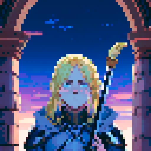 blonde swordswoman, fantasy RPG, dystopian, forest