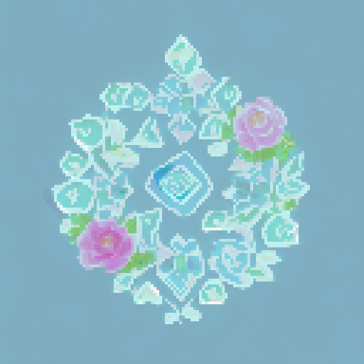 "Floral vines, pastel hues, and geometric shapes, all intertwined in a landscape portrait, creating an abstract art piece perfect for a girl's apartment"