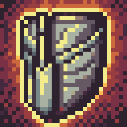 knight in armor, sword and shield, oblique side view, golden "V" embossed shield, brown hair, no helmet, game icon, 32x32 pixel art, sRGB, skill art, close up, body view