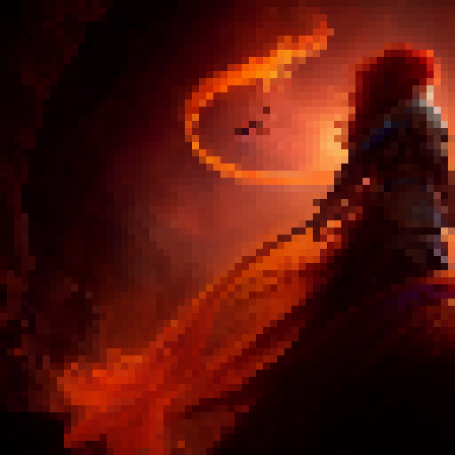 "Fiery-haired adventurer sprawled on a plush bed with a dragon-embroidered duvet, surrounded by magical weapons and spell books, ready to embark on a perilous quest in a whimsical world of mythical creatures."