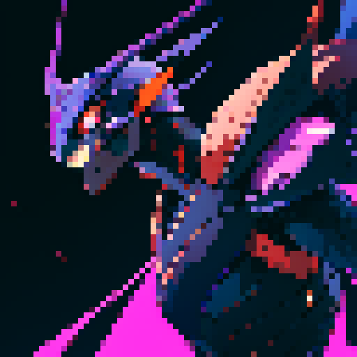 Generate an image of a dangerous cosmic ant from the future. This ant should have an otherworldly appearance, with an armored exoskeleton featuring iridescent colors that shift between dark purples, blues, and vibrant yellows. Its body should be sleek and segmented, with advanced technological elements integrated into its design. The ant should have menacing mandibles, glowing eyes, and intricate patterns on its body that evoke a sense of cosmic power. Ensure the design conveys a sense of danger