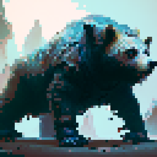 Bloody, undead bear with a missing jaw, prowling through a fantasy RPG world