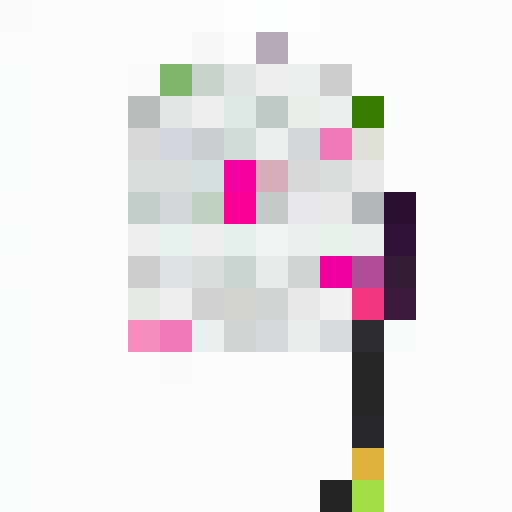 Vibrant backpack with neon green, fuchsia, and electric blue, adorned with a bold pixel graph pattern in the distinct 16x16 pixel portrait style.