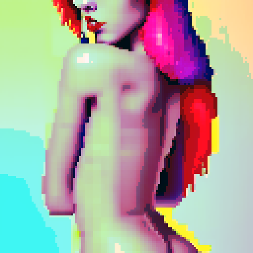 naked girl, sexy ass, vibrant colors, pixelated curves, retro nostalgia, pixel art
