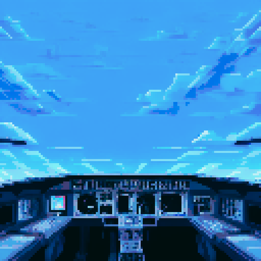 spaceship cockpit interior, blinking lights, knobs, dials, looking out into space, first person view, moody atmosphere