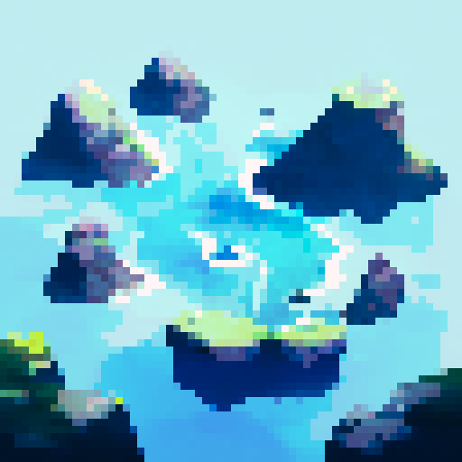 ocean, waves, jagged rocky islands