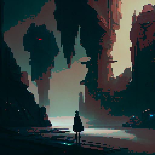 Surrealist, dreamlike. 

"Floating in a sea of monochrome, a girl with a thousand eyes watches over a cityscape of twisted architecture and surreal creatures."