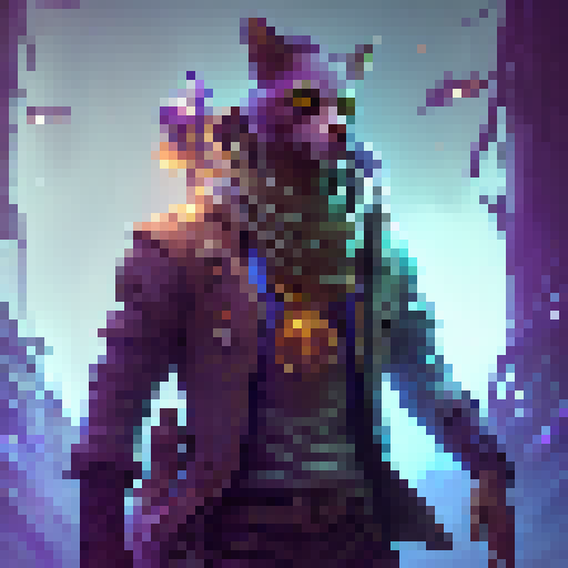 "Ekko, the time-manipulating inventor, wielding his glowing, steampunk wrench, dashes through a mystical forest of towering mushrooms and glittering fairy lights, pursued by a menacing pack of snarling, shadowy wolves."