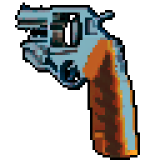 a revolver that is reloaded with a single blue bullet and is spun randomly