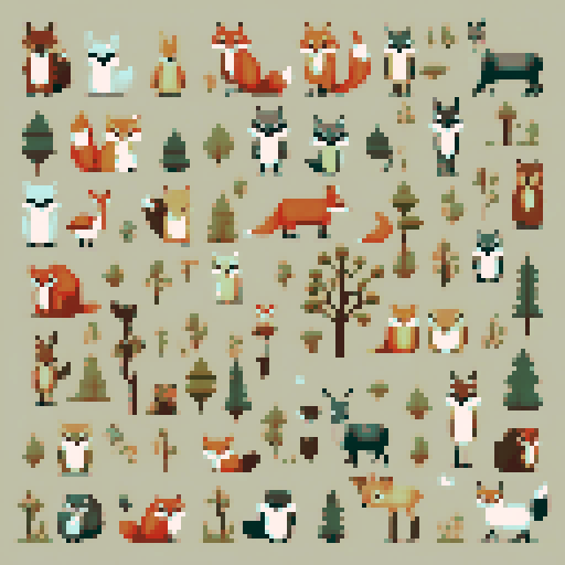 a collection of 9 nine woodland creatures modern cross stitch style earthy tones Woodland cross stitch pattern, Forest cross stitch pdf download, Cottage wall decor, Modern cross stitch, Nature embroidery Woodland nursery