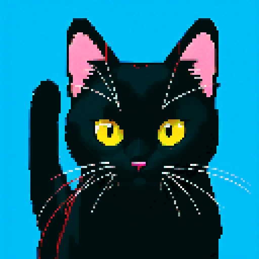 single jumping black cat with claws, vibrant sRGB colors, Sega genesis 16-bit style, pixel art