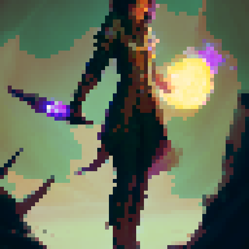 battle mage, wielding a staff with an orb on top, cartoon person, 2d game art, thick outline, pixel perfect
