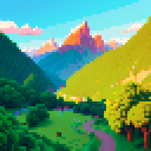 Beautiful scenery with mountains . A lot of greenery. Sunrise 